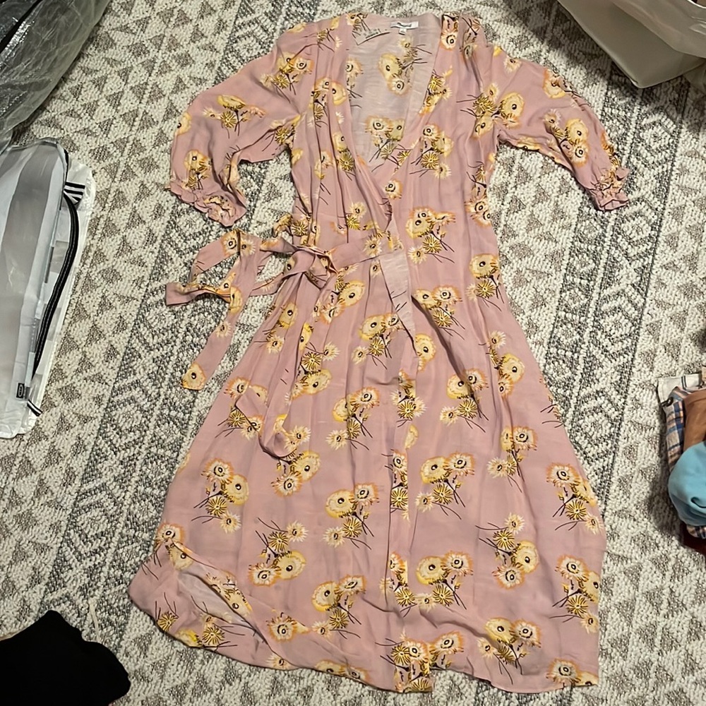NWT madewell long floral wrap dress. The color is lavender